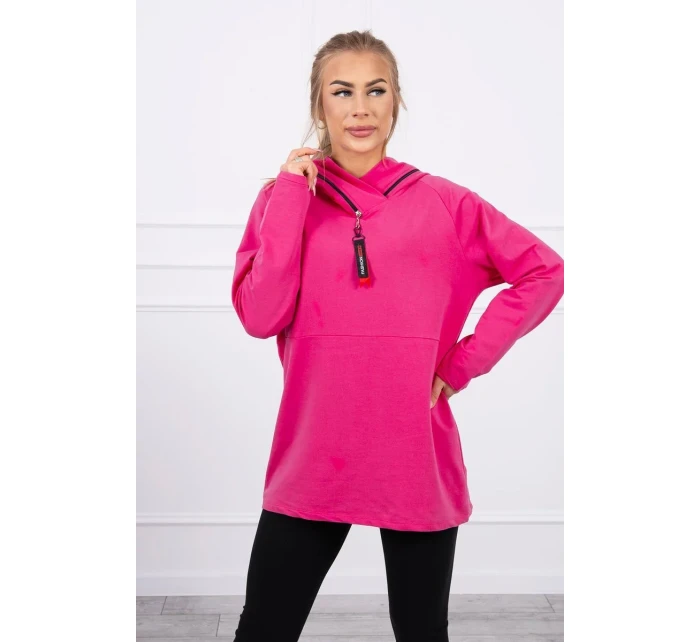 Tunika na zip s kapucí Oversize fuchsiová