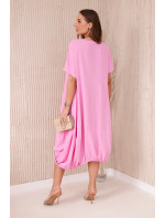 Oversized šaty s kapsami světle růžová