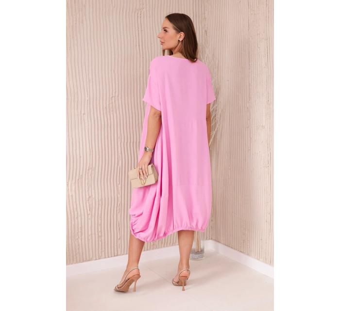 Oversized šaty s kapsami světle růžová