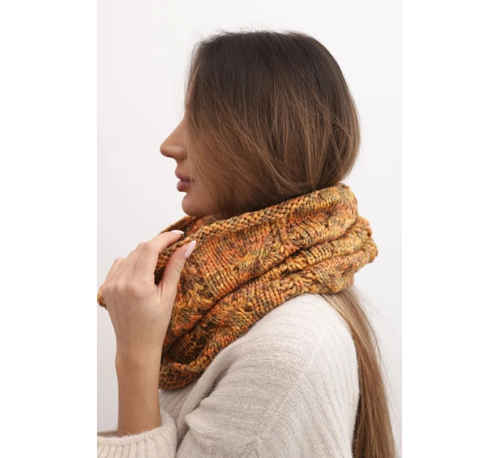 Dámský pletený měkký melírovaný zimní šál KN25 hořčicový