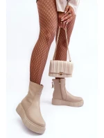 Dámské kožené boty na platformě Bežové model 21633565 - Zazoo