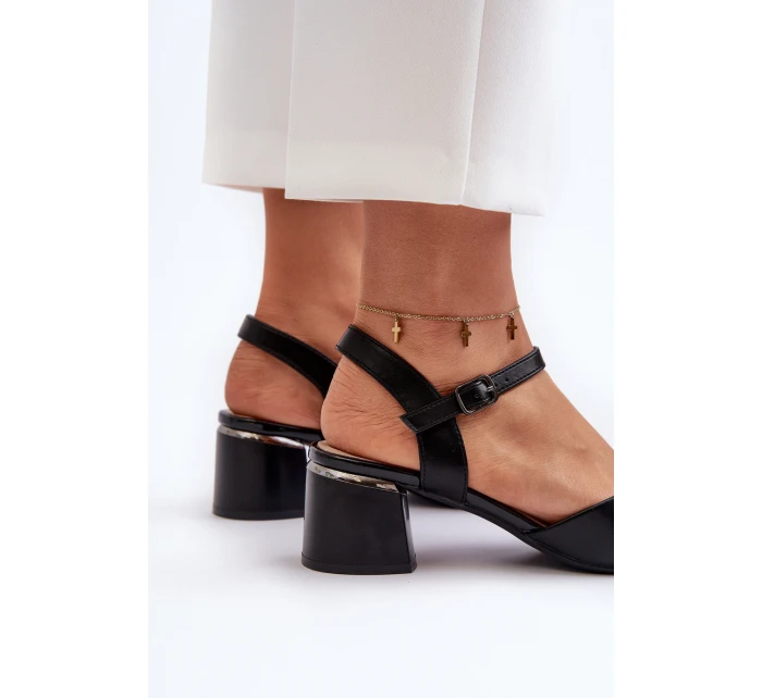 Dámské sandály na nízkém podpatku z ekologické kůže Sergio Leone SK876 Černé