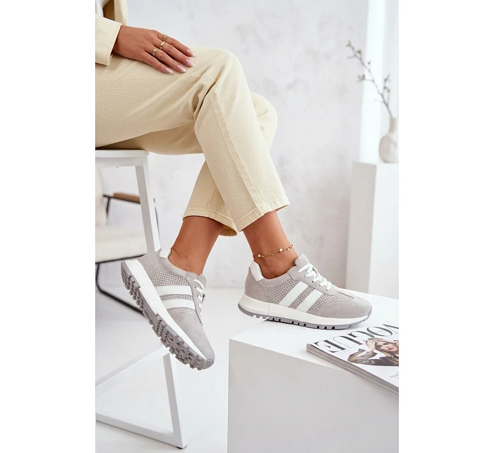 Dámské tenisky z pravé semišové šedé model 22069511 - EVENTO Dámské tenisky z pravé semišové šedé model 22069511 - EVENTO