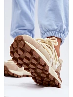 Kožené semišové dámské tenisky model 22095140 Béžové - Goe