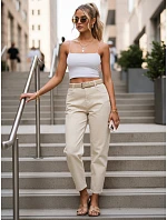 Dámské kalhoty v barvě ecru FashionStreet UY3089 Dámské kalhoty v barvě ecru FashionStreet UY3089
