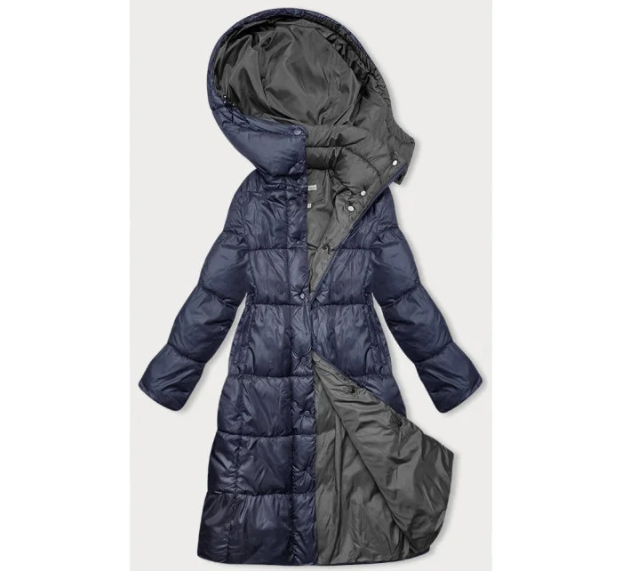 Tmavě modrá dlouhá dámská zimní bunda model 21245936 - W COLLECTION