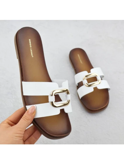 Dámské žabky s ornamentem bílé Sergio Leone SK077H