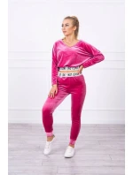 Velurová souprava s kapucí fuchsiová