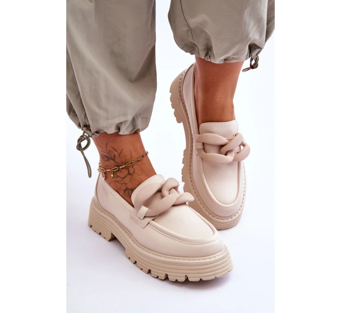 Kožené mokasínové boty Big Star LL274581 Béžová