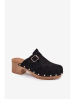 Dámské Pantofle Na Podpatku S Přezkou Černé model 21700144 - Boto