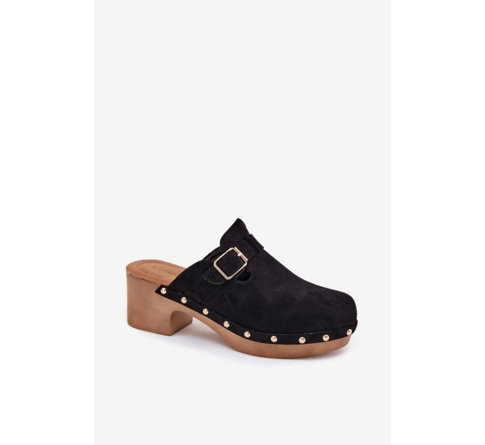 Dámské Pantofle Na Podpatku S Přezkou Černé model 21700144 - Boto