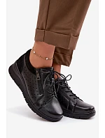 Kožené dámské polobotky na platformě model 22100881 Černé - VINCEZA