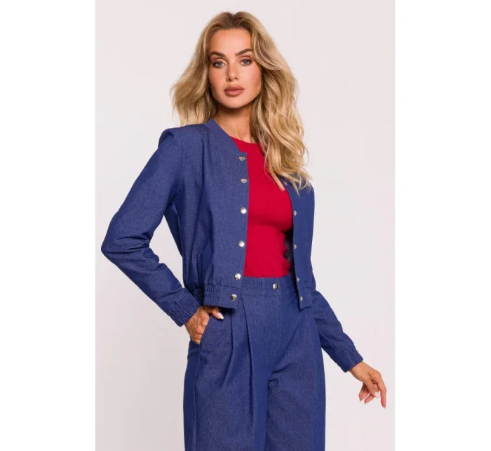 M800 Bunda bomber s lisovanými cvočky - modrá M800 Bunda bomber s lisovanými cvočky - modrá