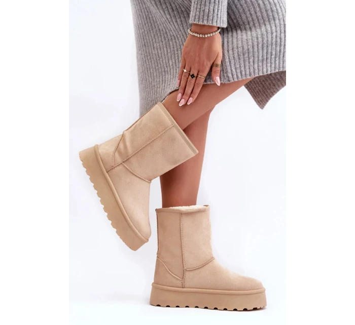 Béžové dámské boty do sněhu Abrams s kožíškem