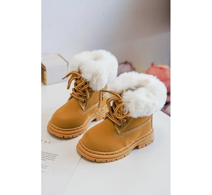 Dětské boty Trappers na zip s kožešinou Camel model 20034277 - Kesi