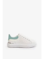 Nízké Dámské Tenisky Na Platformě Z Eko Kůže Bílo-Zelené Nevelena Nízké Dámské Tenisky Na Platformě Z Eko Kůže Bílo-Zelené Nevelena