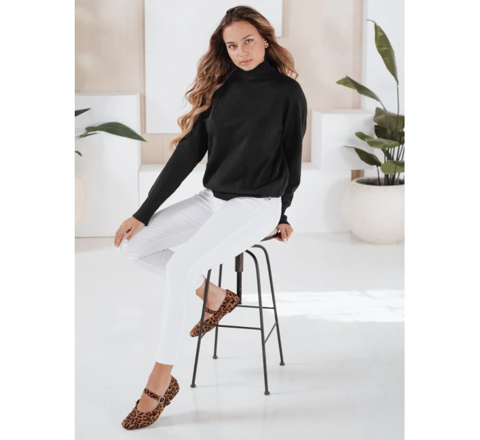 Dámský svetr s polovičním rolákem černý FashionStreet MY2533