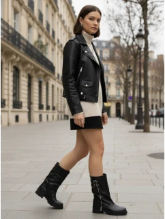 Dámské kozačky se širokým svrškem černé FashionStreet ZY1331