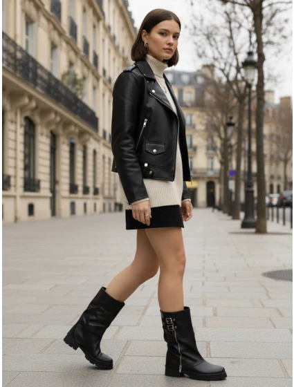 Dámské kozačky se širokým svrškem černé FashionStreet ZY1331 Dámské kozačky se širokým svrškem černé FashionStreet ZY1331