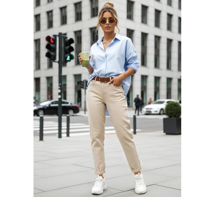 damskie mom fit z  beżowe model 22014084 - FashionStreet