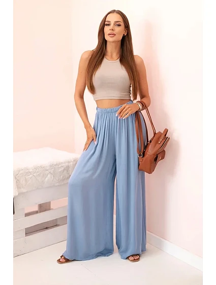 Široké dámské viskózové kalhoty s elastickým pasem z model 21117193 - K-Fashion