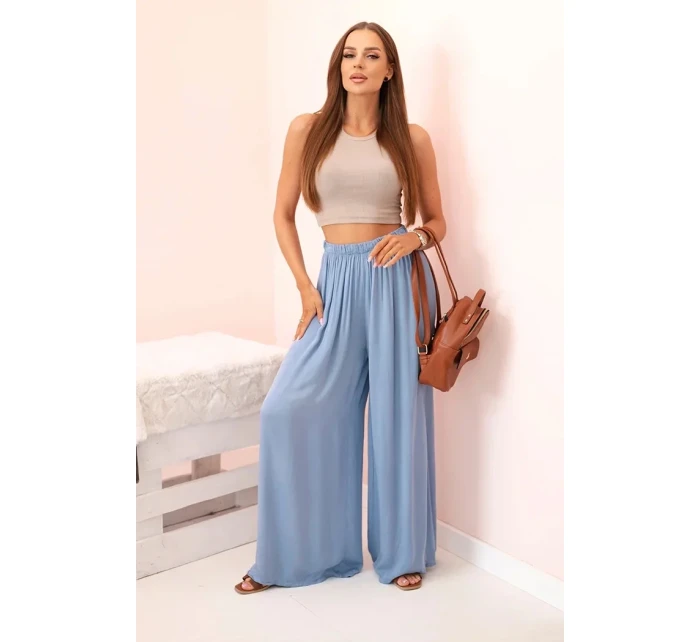 Široké dámské viskózové kalhoty s elastickým pasem z model 21117193 - K-Fashion