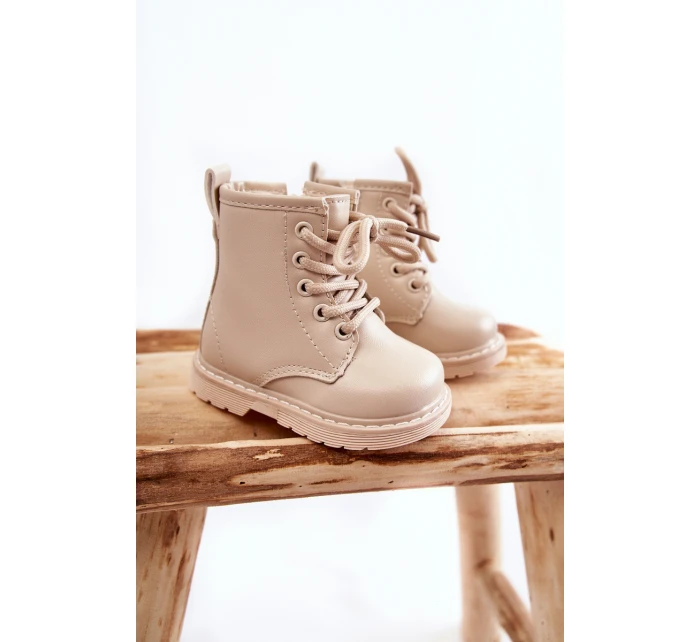 Dětské Kožené Kozačky Se Zipem Béžove model 21597399 - Boto