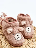 Dětské teplé pantofle s medvídkem Růžové Eberra