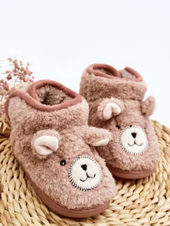 Dětské teplé pantofle s medvídkem Růžové model 21641189 - Boto