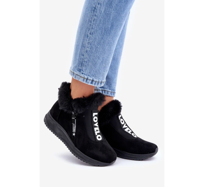 Tenisky Botky Dámské S Kožíškem Černé Zeriana