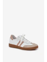 model 21684277 Kožené Nízké Sneakersy Dámské Béžové - Zazoo