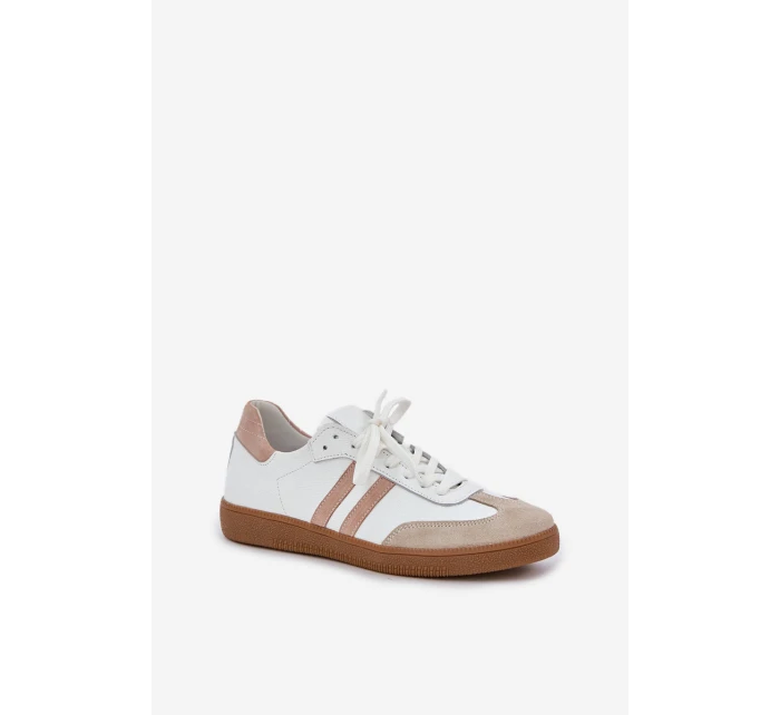 model 21684277 Kožené Nízké Sneakersy Dámské Béžové - Zazoo