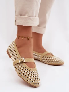 Dámské baleríny s krajkovým vzorem a kamínky Žluté Wilvessa