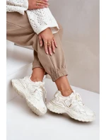 Dámské tenisky s odřením na platformě béžové Seladwen