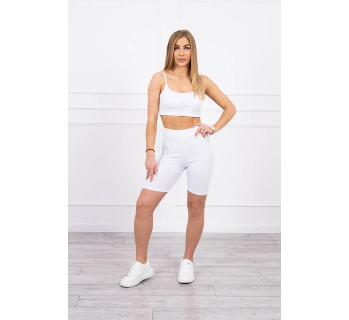 Souprava s kalhotami s vysokým pasem bílá Souprava s kalhotami s vysokým pasem bílá