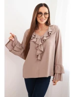 Dámská blůza z viskózy s volány a dlouhým rukávem fango Dámská blůza z viskózy s volány a dlouhým rukávem fango