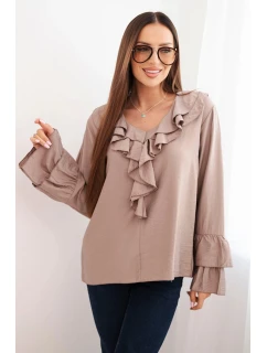 Dámská blůza z viskózy s volány a dlouhým rukávem fango