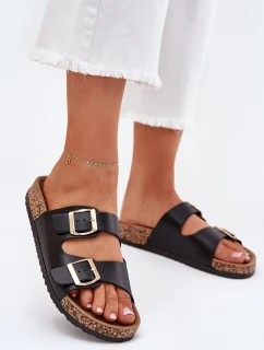 Dámské sandály s přezkami z eko kůže černé Iskira