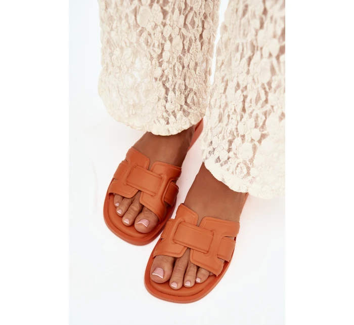 Dámské pantofle na plochém podpatku oranžové model 21900515 - Boto