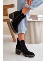 Zateplené Dámské Kotníkové Boty Na Podpatku Z Eko Semiše Černé Velarilla Zateplené Dámské Kotníkové Boty Na Podpatku Z Eko Semiše Černé Velarilla