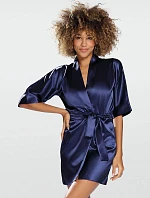 Dámský saténový župan 90 Tmavě modrá - DKaren