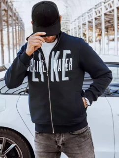 Pánská mikina na zip s potiskem v tmavě modré barvě FashionStreet BX5412