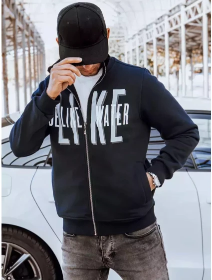 Pánská mikina na zip s potiskem v tmavě modré barvě FashionStreet BX5412