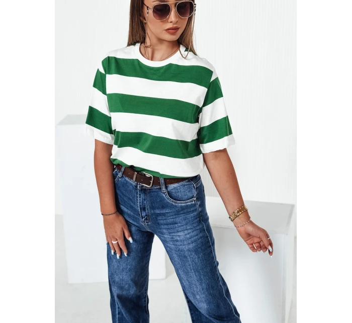 Dámské pruhované tričko ALMIN zelené FashionStreet RY2560