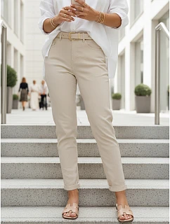 Dámské džíny Mom Fit s vysokým pasem a ekru páskem FashionStreet UY3088