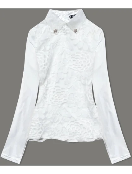 Elegantní halenka v barvě ecru s límečkem model 17825016 - LJR