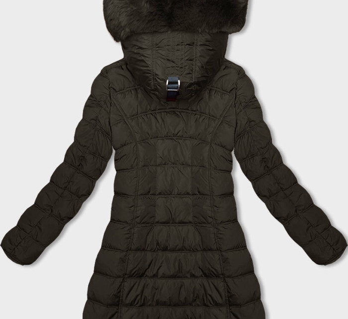 Dámská zimní bunda v khaki barvě s kapucí (LHD-23013)