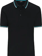 Daiber JN 1306 Pánské těžké piqué polo s proužky 02.1306 black/white/turquoise