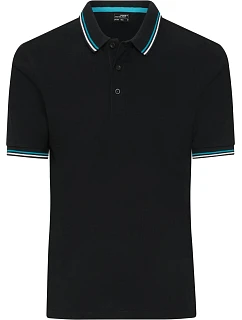 Daiber JN 1306 Pánské těžké piqué polo s proužky 02.1306 black/white/turquoise