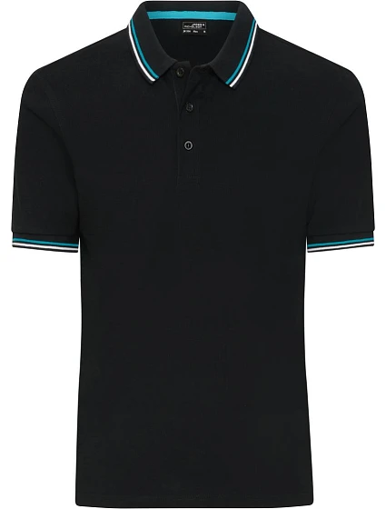 Daiber JN 1306 Pánské těžké piqué polo s proužky 02.1306 black/white/turquoise Daiber JN 1306 Pánské těžké piqué polo s proužky 02.1306 black/white/turquoise
